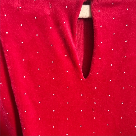 Tahari Red Polka Dot Christmas Velvet Dress size 5T - Picture 4 of 6